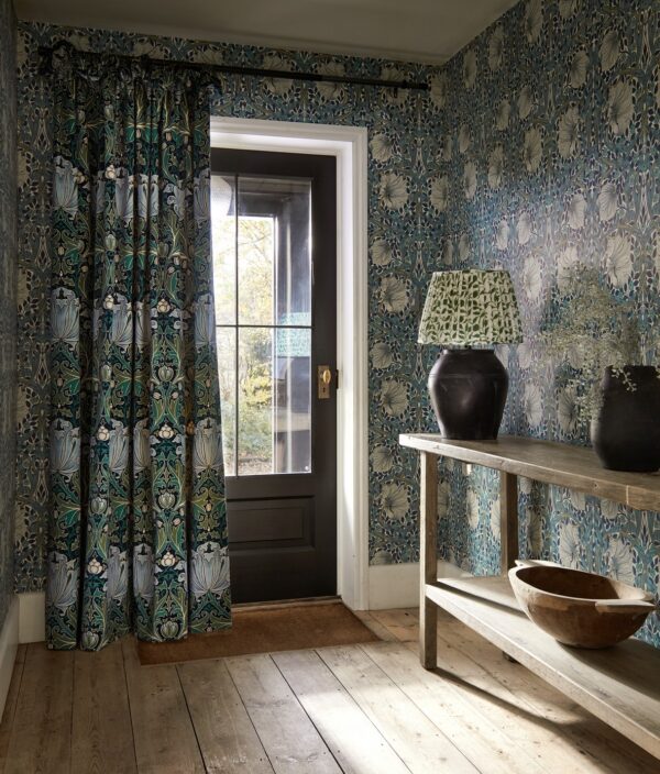 Helena Velvet Fabric - Indigo / Boughs by Helena Velvet Fabric - Indigo / Boughs from
