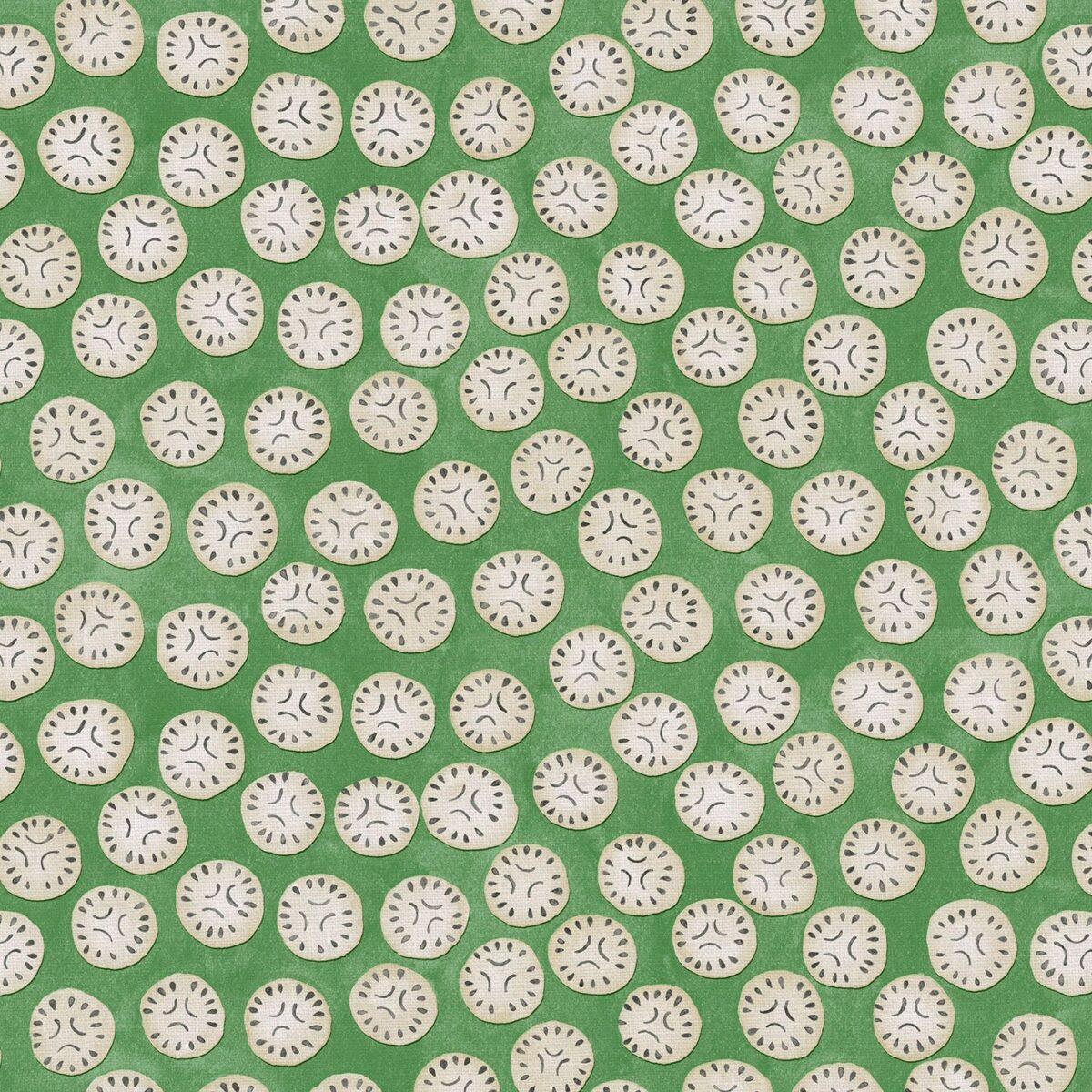 Chitgar Fabric – Clover by green spotted linen fabric from Linwood Fabrics