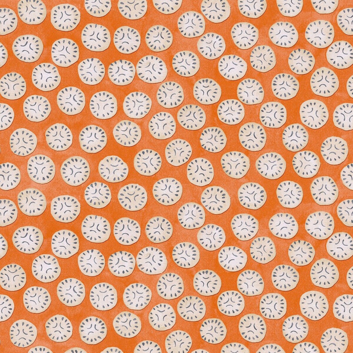orange spotted linen fabric from Linwood Fabrics