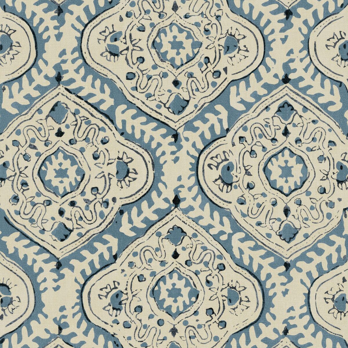Kala Fabric – Droplet by blue traditional linen fabric from Linwood Fabrics