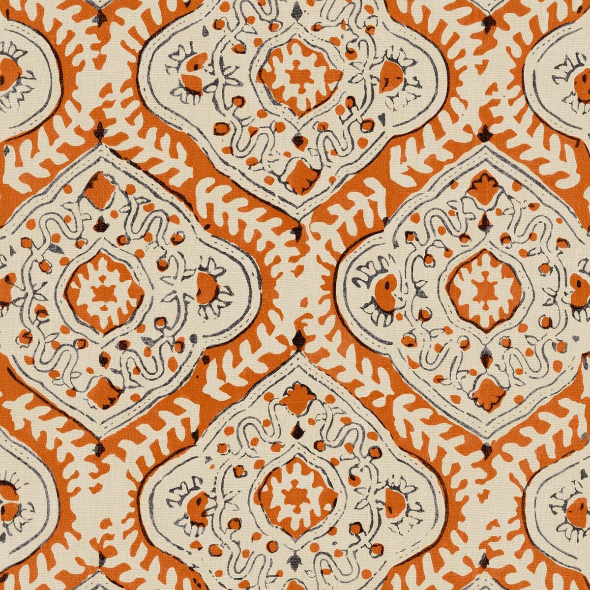 Kala Fabric – Fox by orange traditional linen fabric from Linwood Fabrics