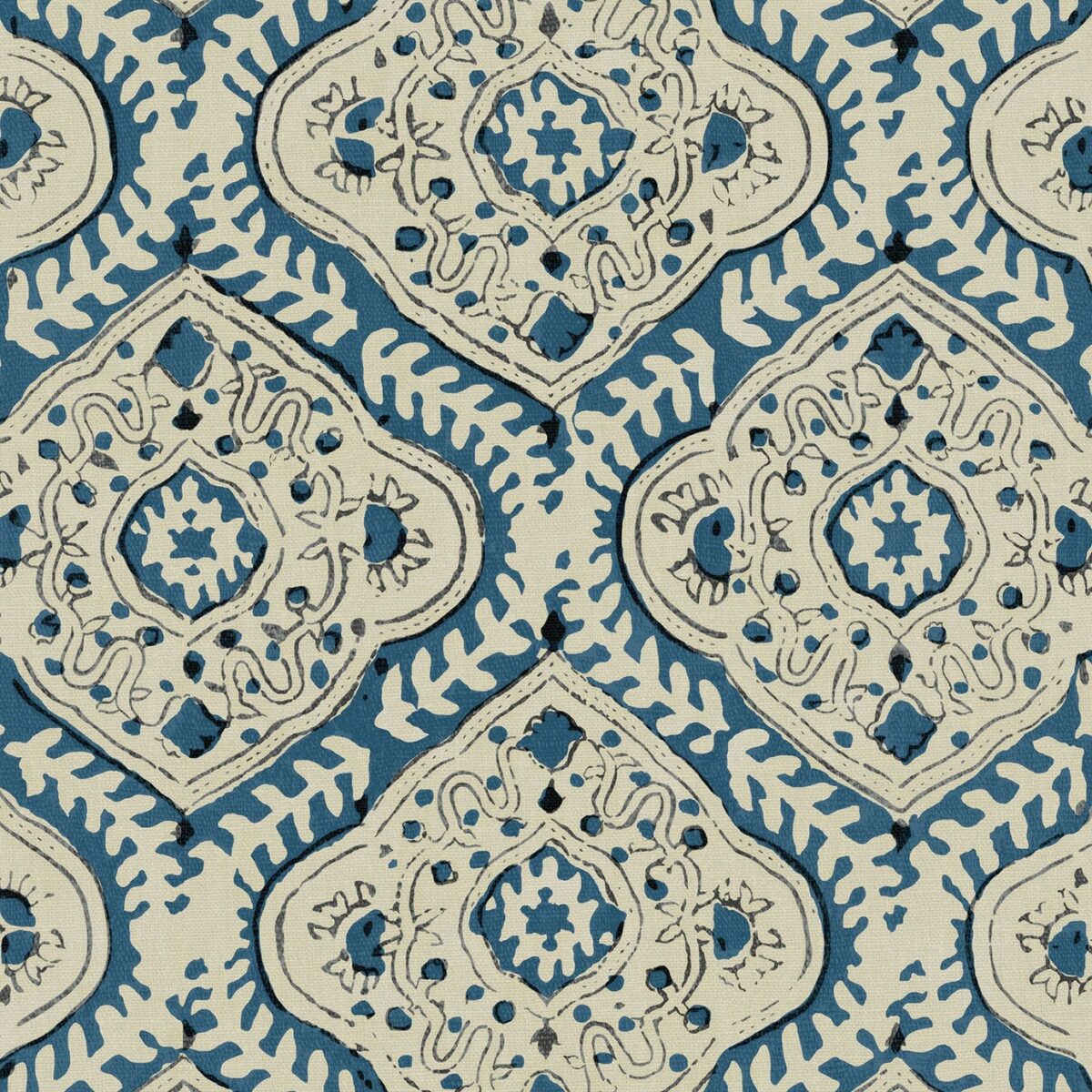 Kala Fabric – Indigo by blue traditional linen fabric from Linwood Fabrics