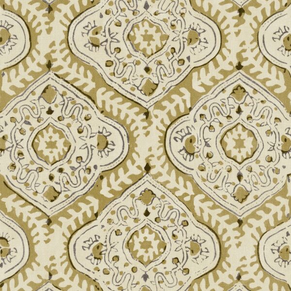 green traditional linen fabric from Linwood Fabrics