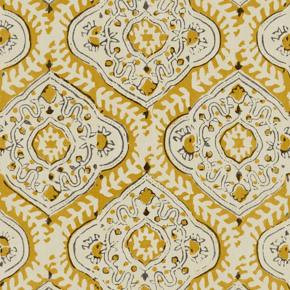 Kala Fabric – Saffron by yellow traditional linen fabric from Linwood Fabrics