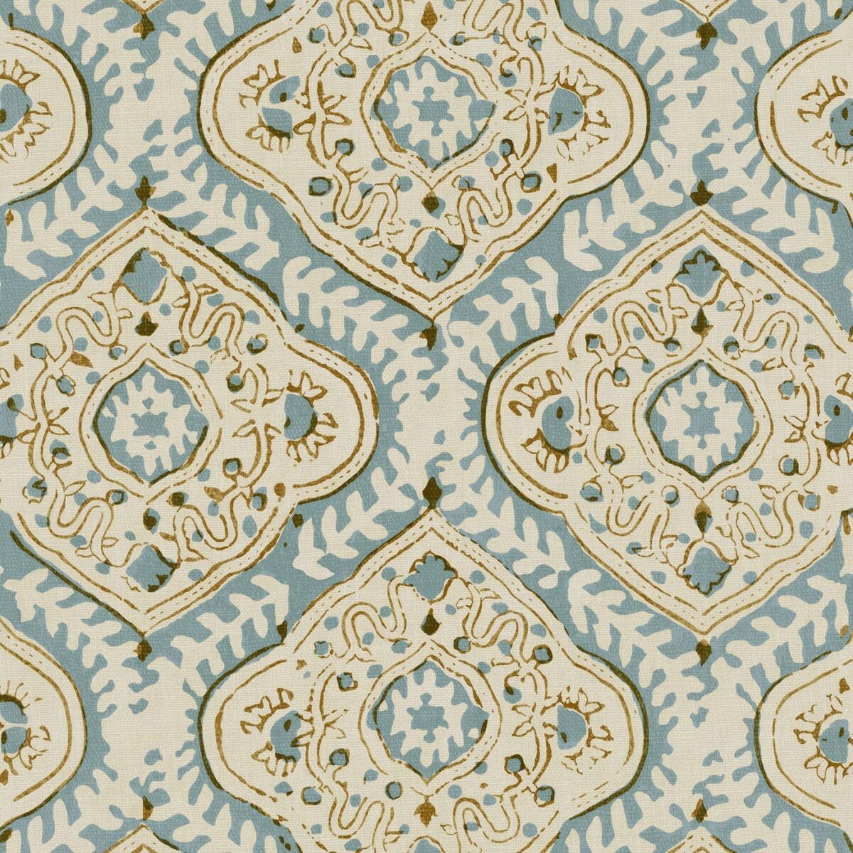 blue traditional linen fabric from Linwood Fabrics