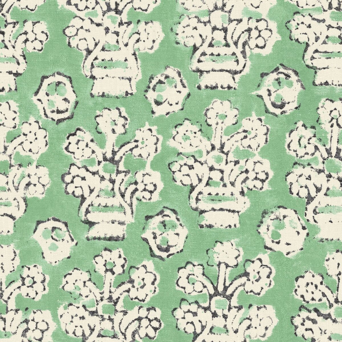 Shirin Fabric – Jade by green traditional linen fabric from Linwood Fabrics