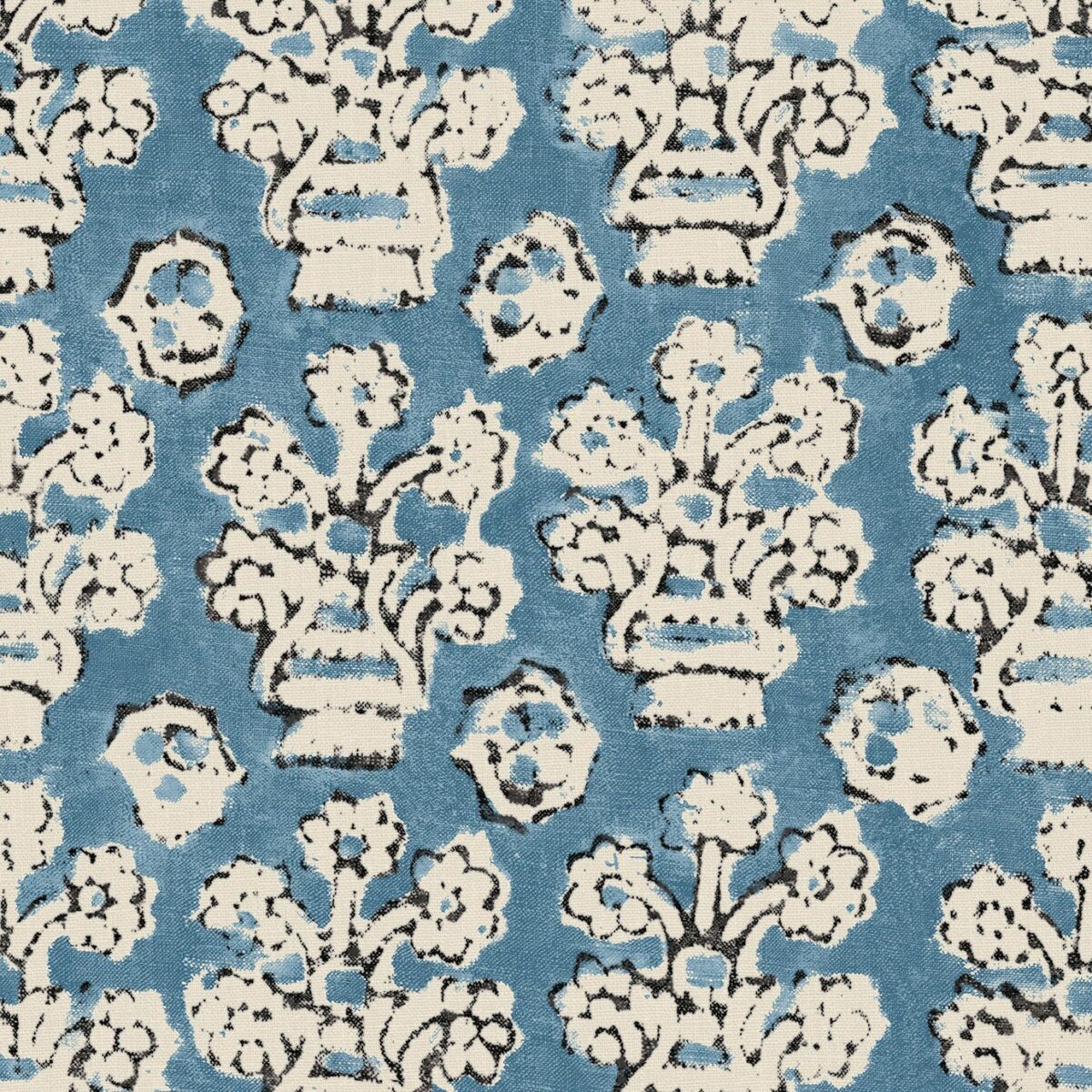 Shirin Fabric – Lakeside by blue traditional linen fabric from Linwood Fabrics