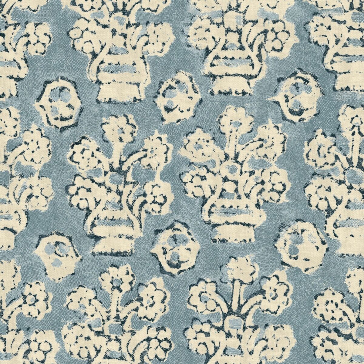 Shirin Fabric – Raindrop by blue traditional linen fabric from Linwood Fabrics