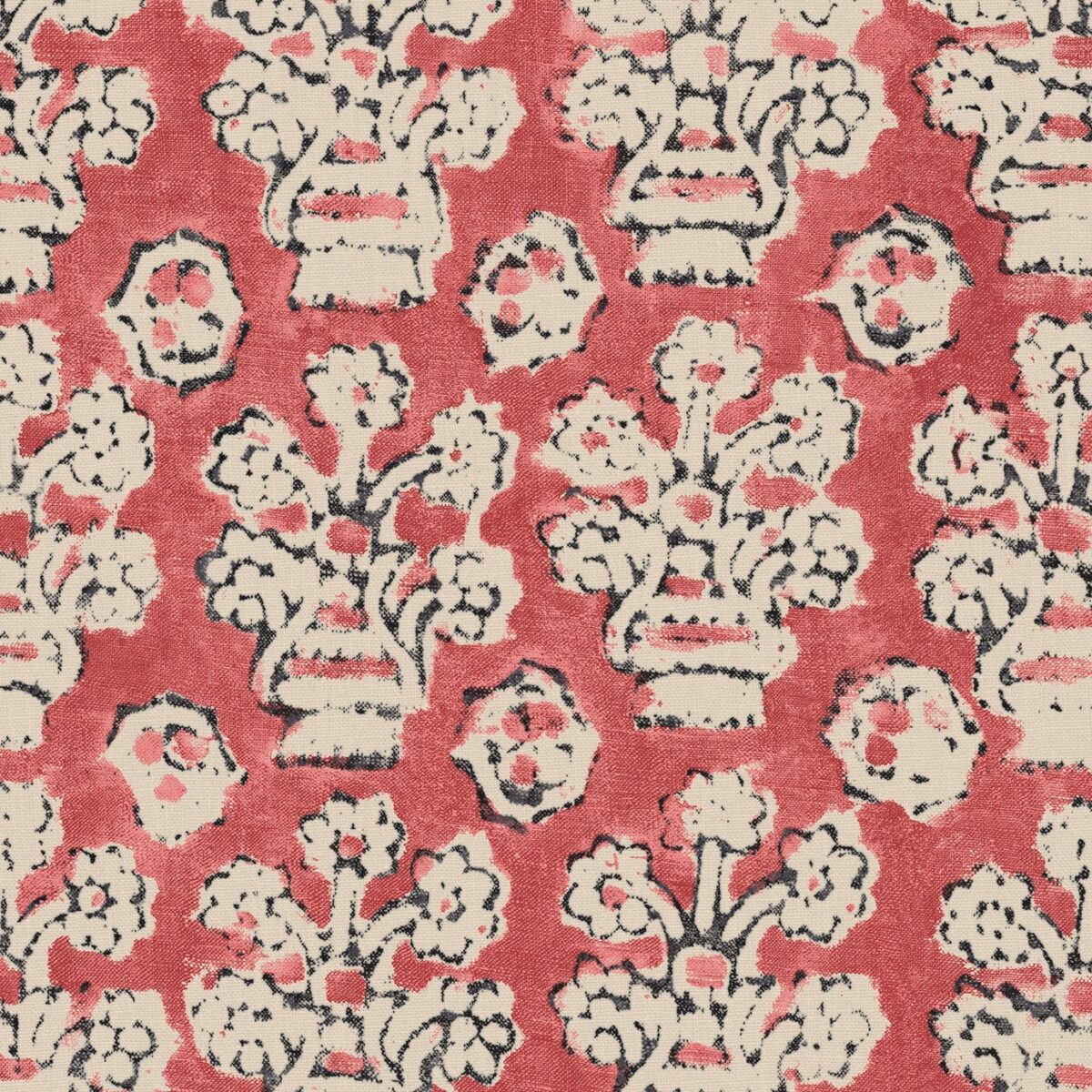 Shirin Fabric – Raspberry Jam by red traditional linen fabric from Linwood Fabrics