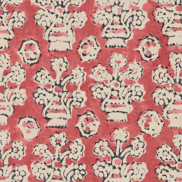 red traditional linen fabric from Linwood Fabrics