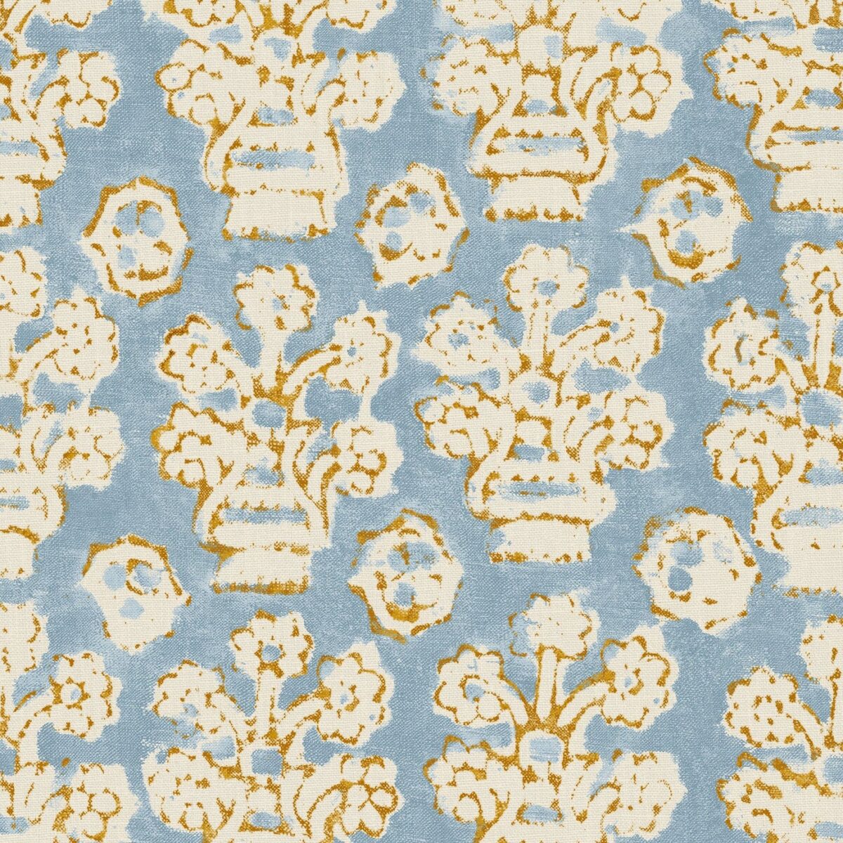 Shirin Fabric – Seaside by blue traditional linen fabric from Linwood Fabrics