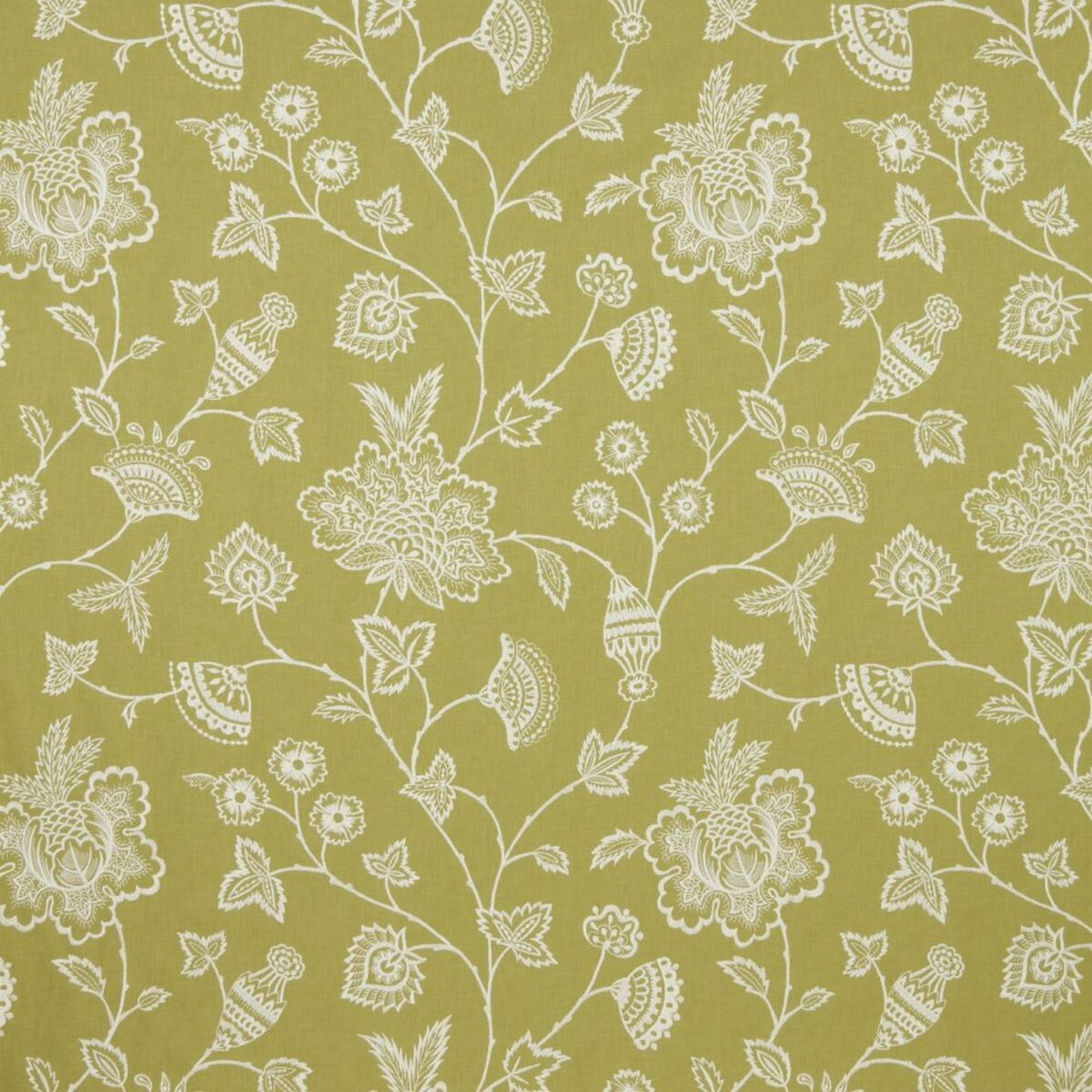 Litha Fabric - Spring by green botanical embroideried fabric from iLiv
