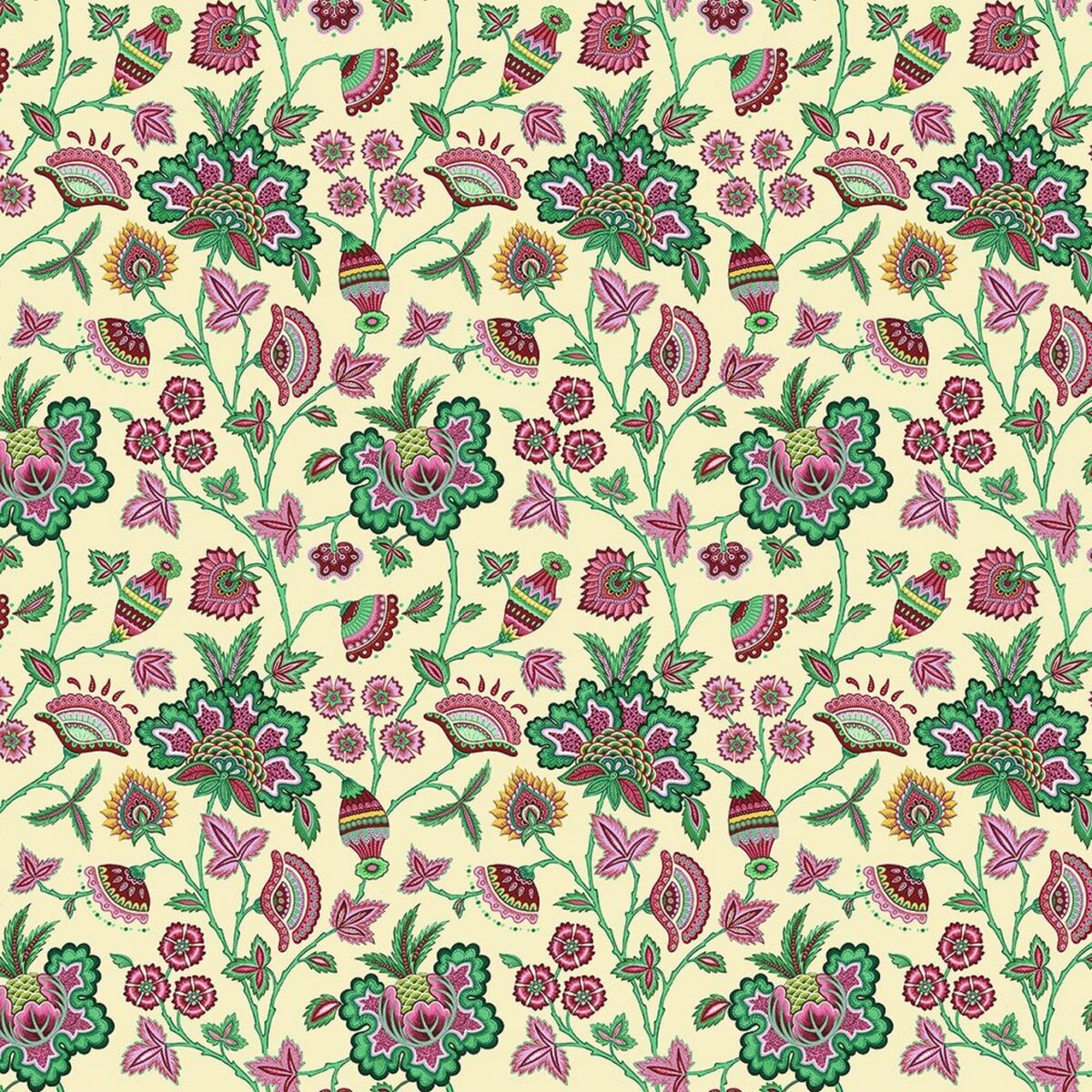 Summer Fabric - Malachite by green botanical cotton fabric from iLiv