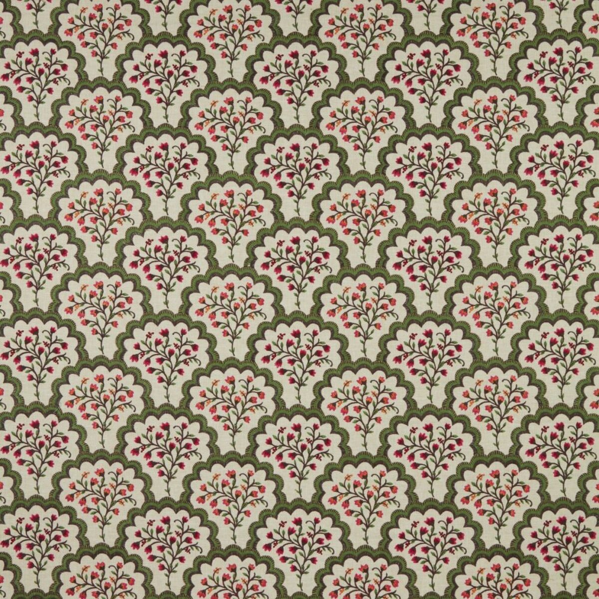 Aquarius Fabric - Malachite by green botanical embroideried fabric from iLiv