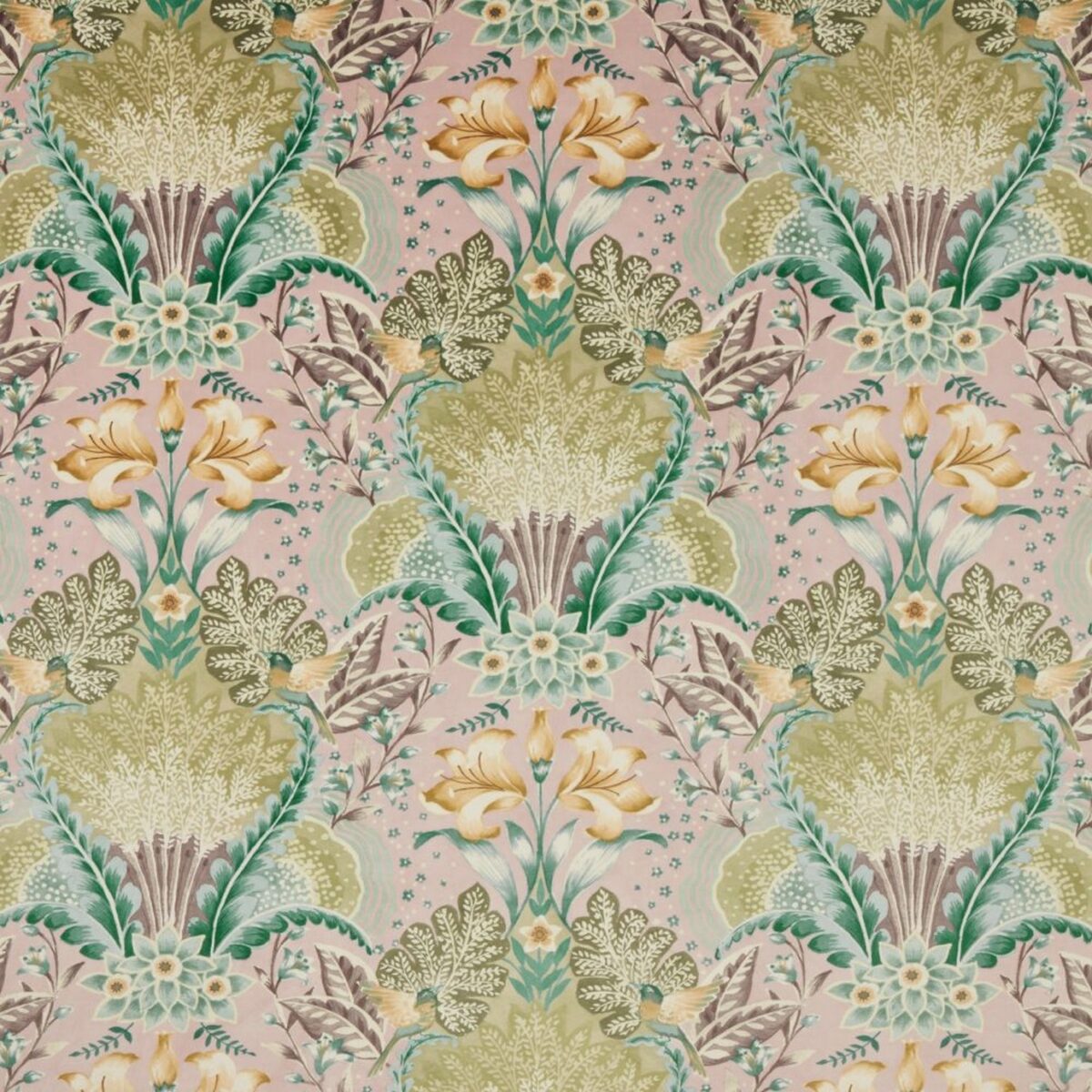 Babooshka Fabric - Orchid by multicolour botanical velvet-chenille fabric from iLiv