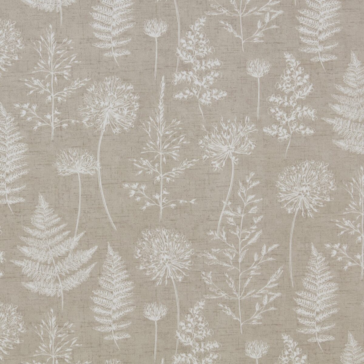 Chervil Fabric - Clay by black-grey botanical cotton fabric from iLiv
