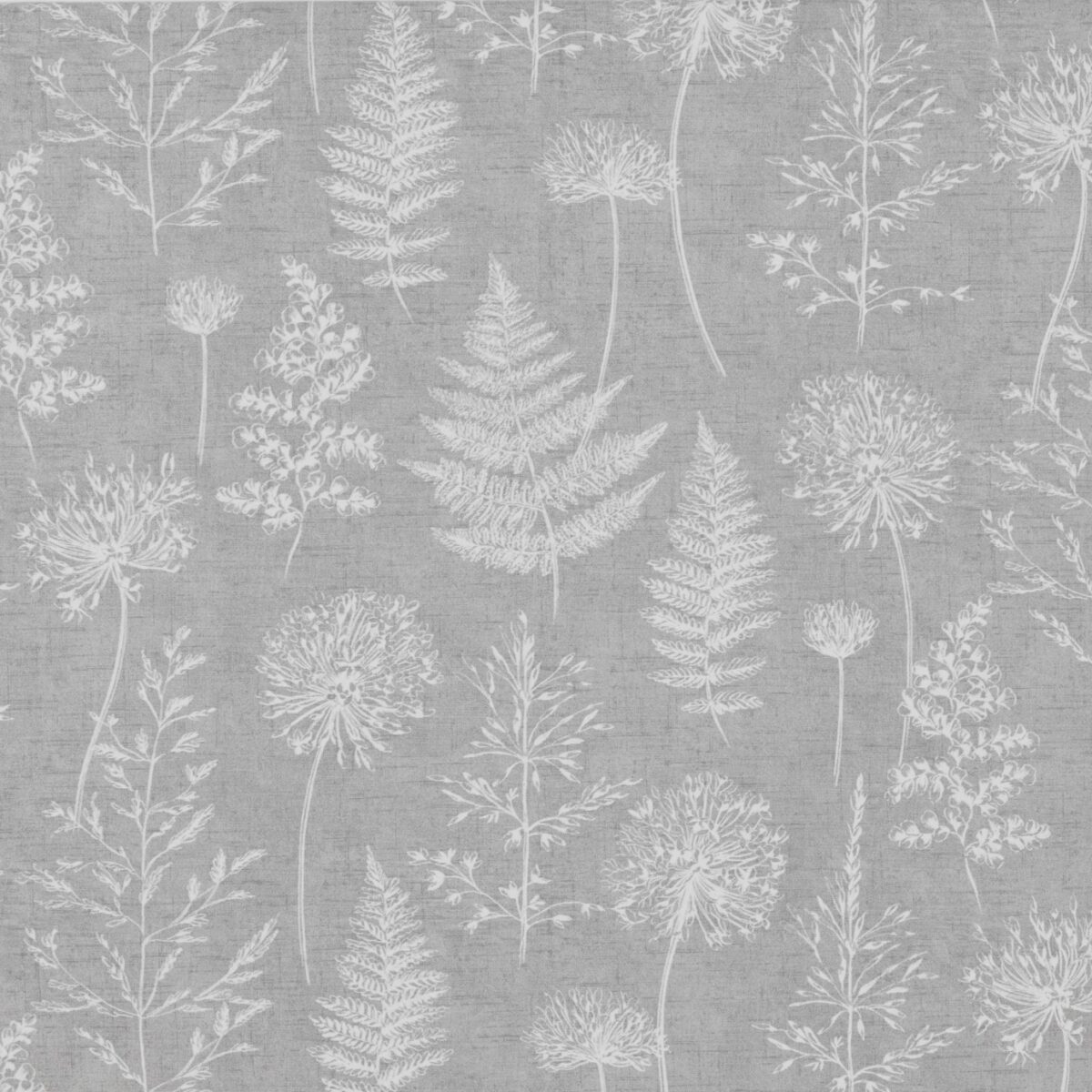Chervil Fabric - Dove by black-grey botanical cotton fabric from iLiv