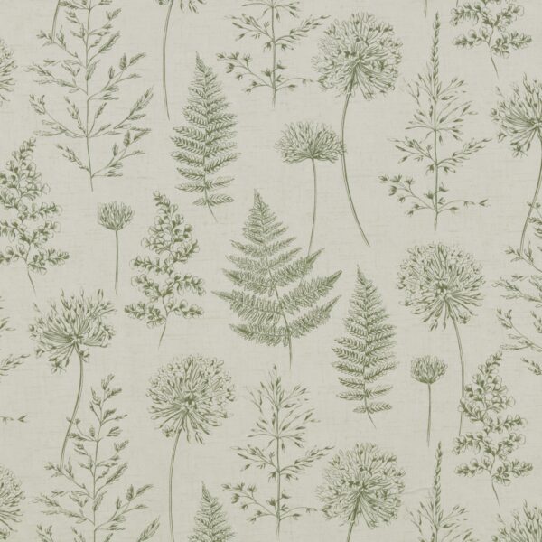 Chervil Fabric - Fern by green botanical cotton fabric from iLiv