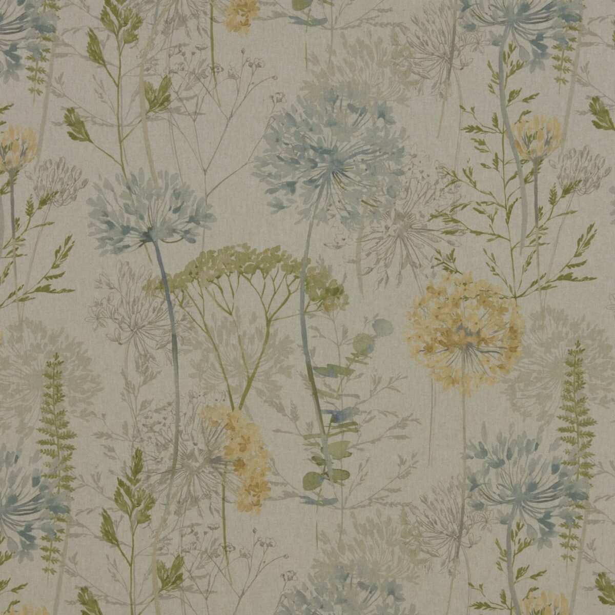 Country Journal Fabric - Duckegg by blue botanical cotton fabric from iLiv