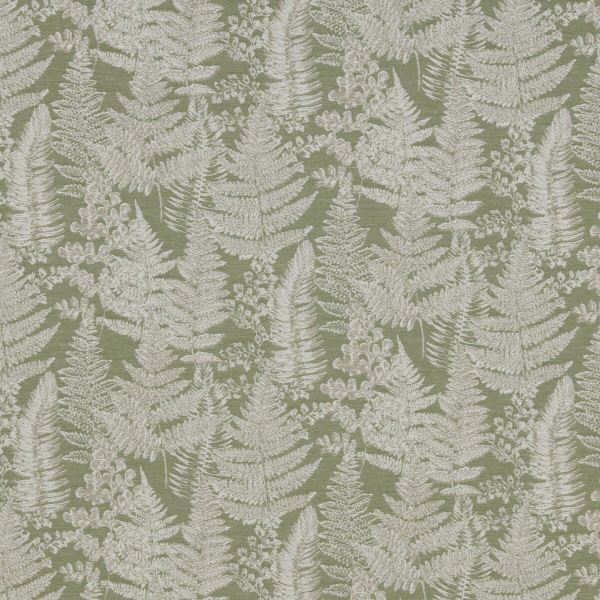 Woodland Walk Fabric - Fern by green botanical jacquard fabric from iLiv