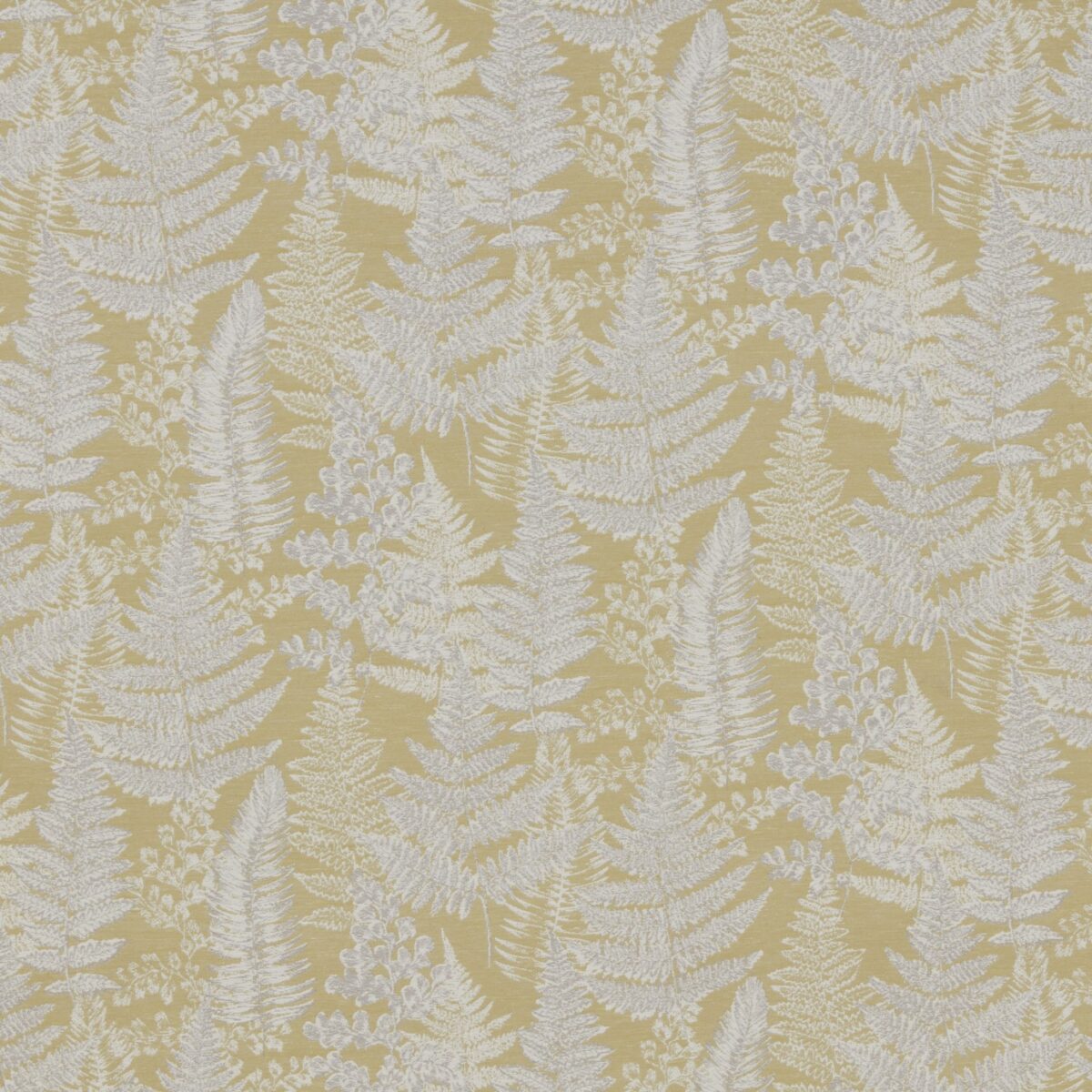 Woodland Walk Fabric - Mustard by white botanical jacquard fabric from iLiv