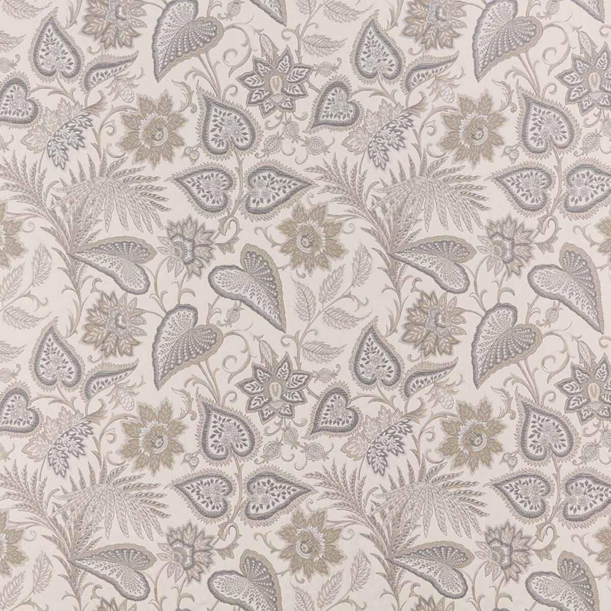 Etienne Fabric - Cashmere by black-grey botanical jacquard fabric from iLiv