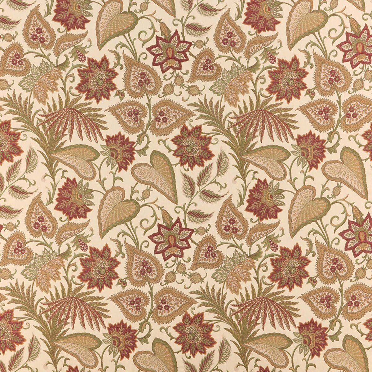Etienne Fabric - Cinnabar by green botanical jacquard fabric from iLiv