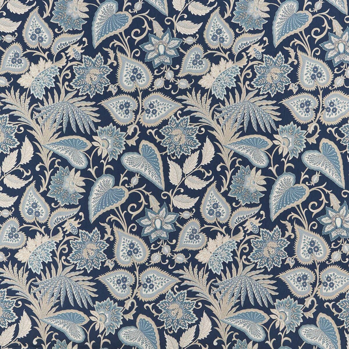 Etienne Fabric - Sapphire by blue botanical jacquard fabric from iLiv