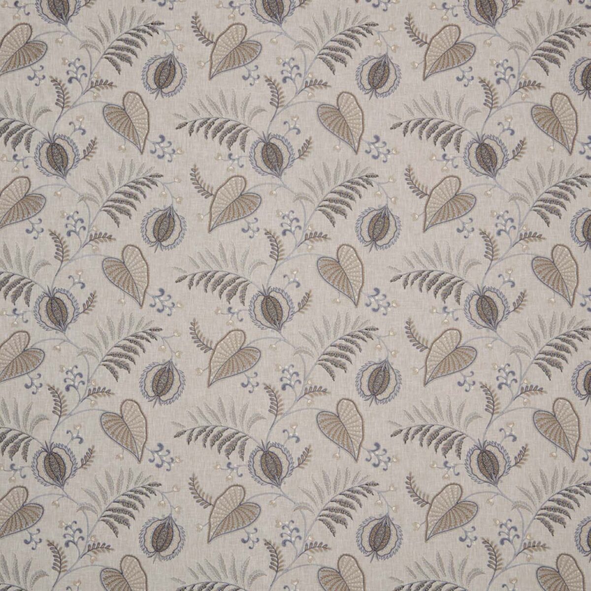 black-grey botanical embroideried fabric from iLiv