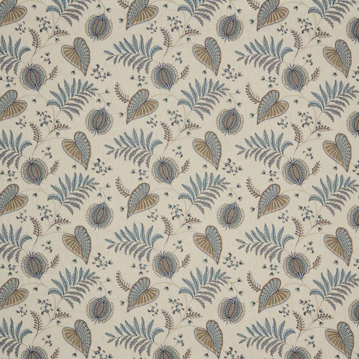 blue botanical embroideried fabric from iLiv