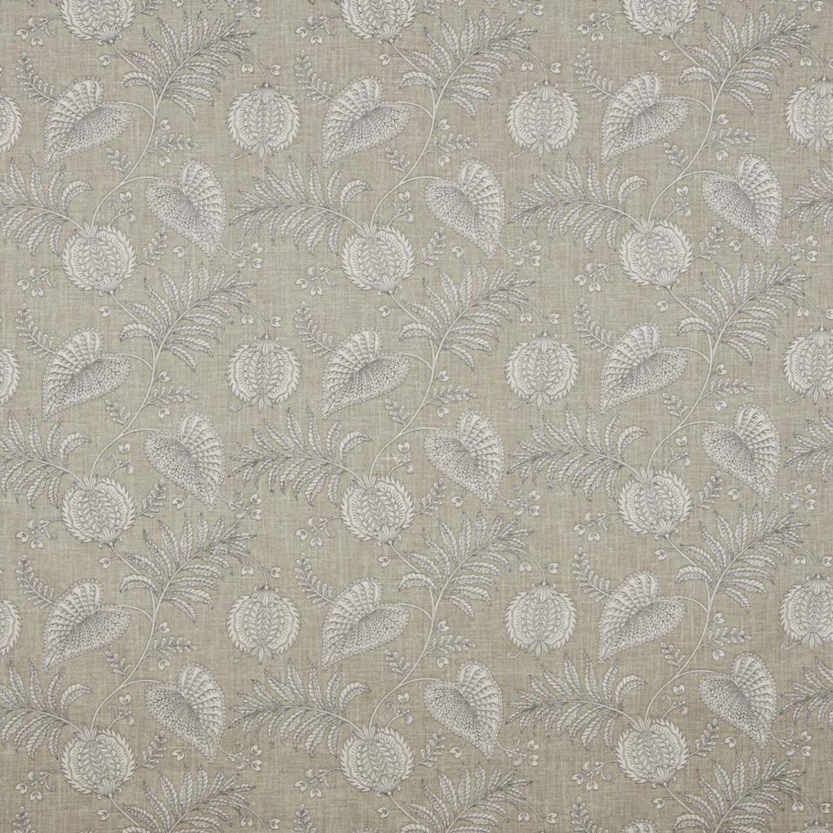 Senja Fabric - Cashmere by black-grey botanical cotton fabric from iLiv