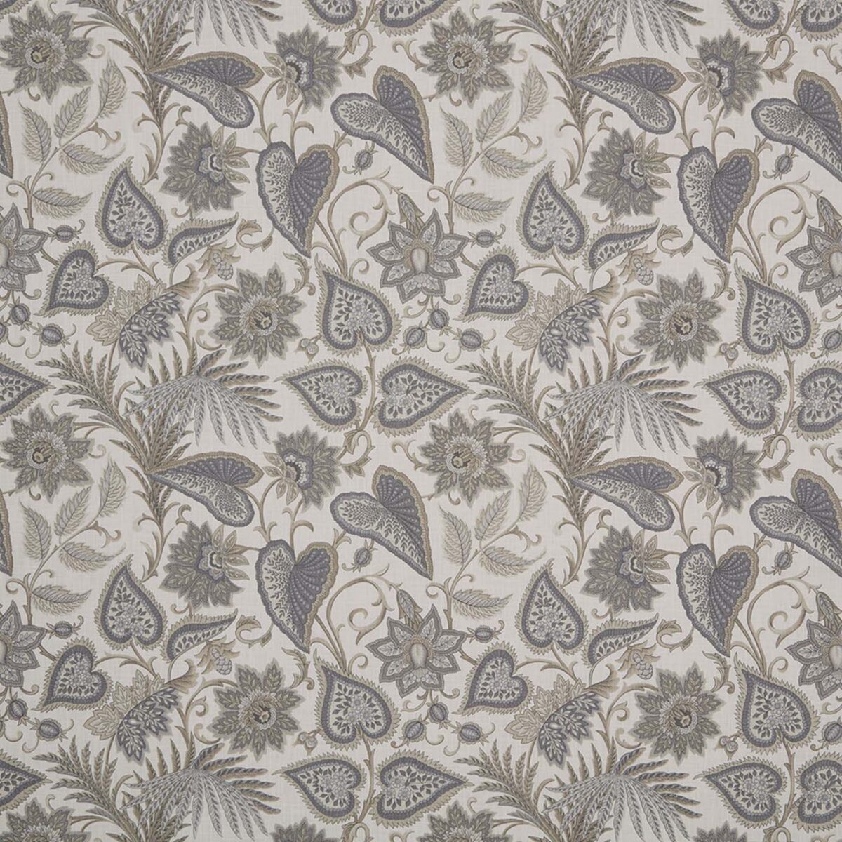 Silk Road Fabric - Cashmere by black-grey botanical cotton fabric from iLiv