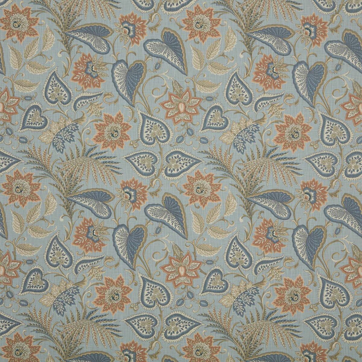 Silk Road Fabric - Haze by blue botanical cotton fabric from iLiv