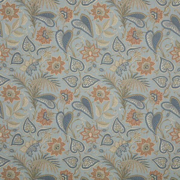 Silk Road Fabric - Haze by blue botanical cotton fabric from iLiv