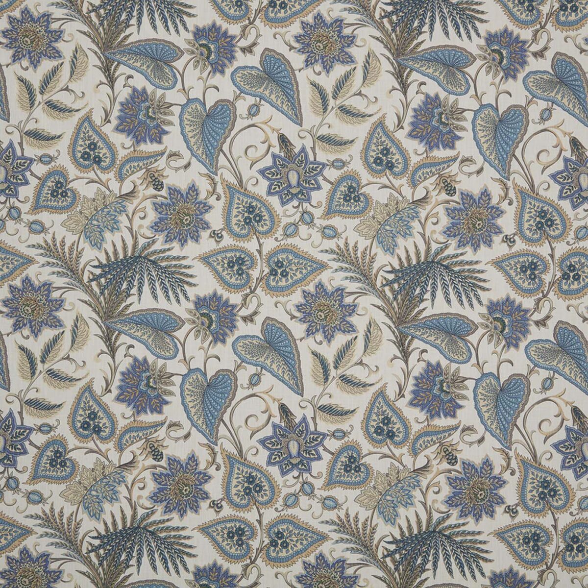 Silk Road Fabric - Sapphire by blue botanical cotton fabric from iLiv