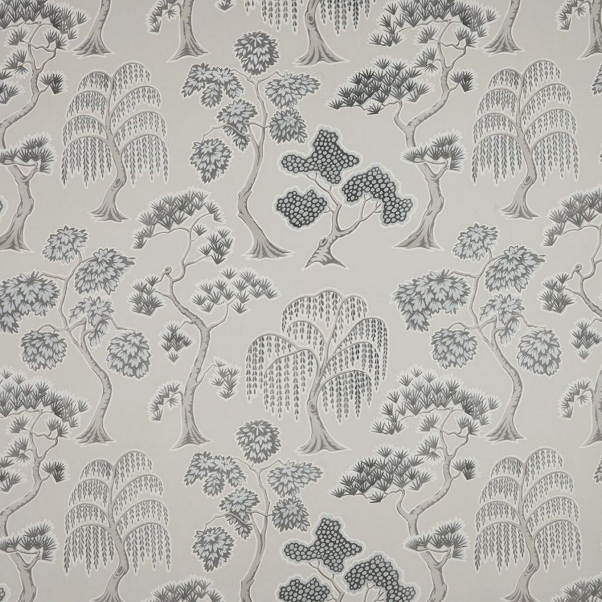Midori Fabric - Oyster by black-grey botanical velvet-chenille fabric from iLiv