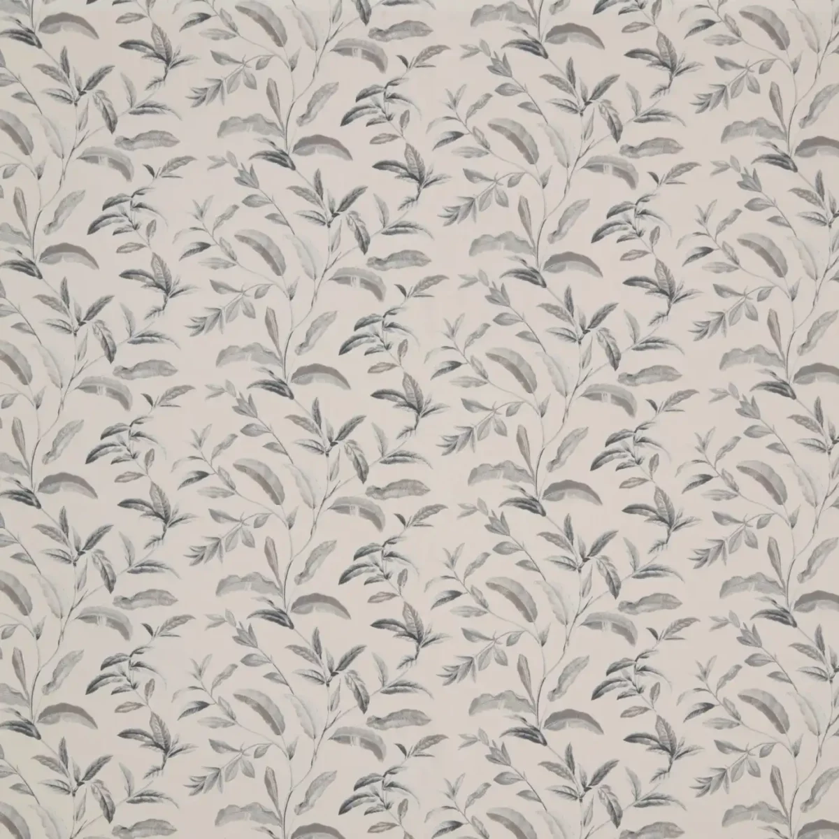 Oasis Fabric - Flint by black-grey botanical cotton fabric from iLiv