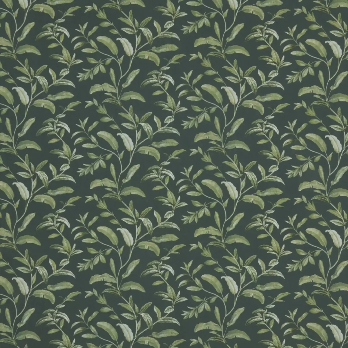Oasis Fabric - Pine by green botanical cotton fabric from iLiv