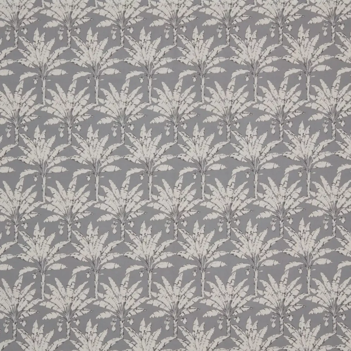 Palm House Fabric - Pewter by black-grey botanical cotton fabric from iLiv