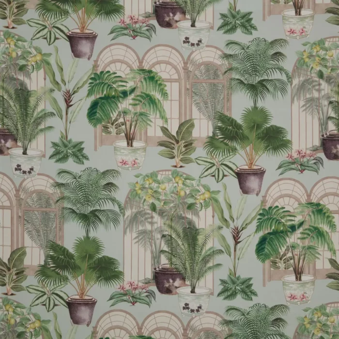 Victorian Glasshouse Fabric - Mist swatch