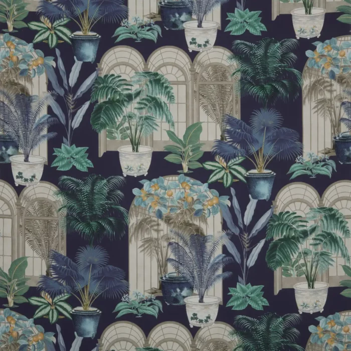 Victorian Glasshouse Fabric - Moonlight swatch
