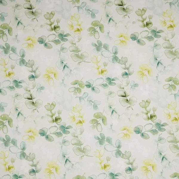 Honour Fabric - Jade by green botanical printed fabric from iLiv