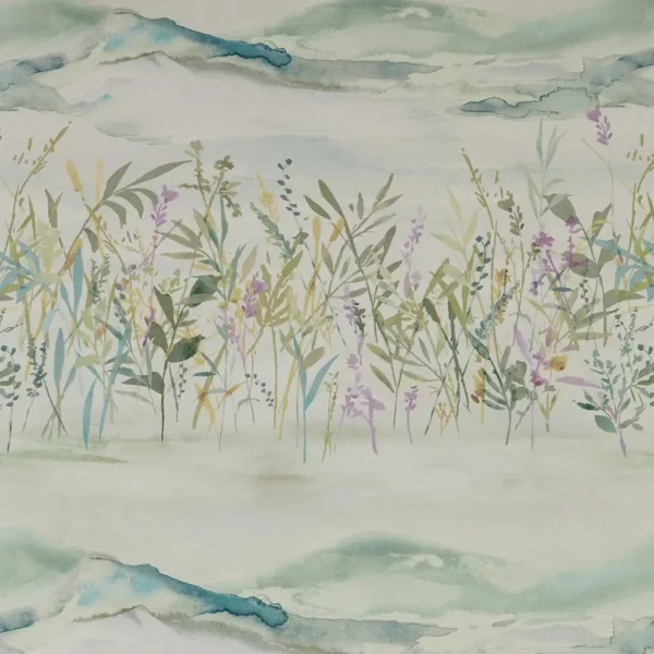 Marshlands Fabric - Jade by green botanical printed fabric from iLiv