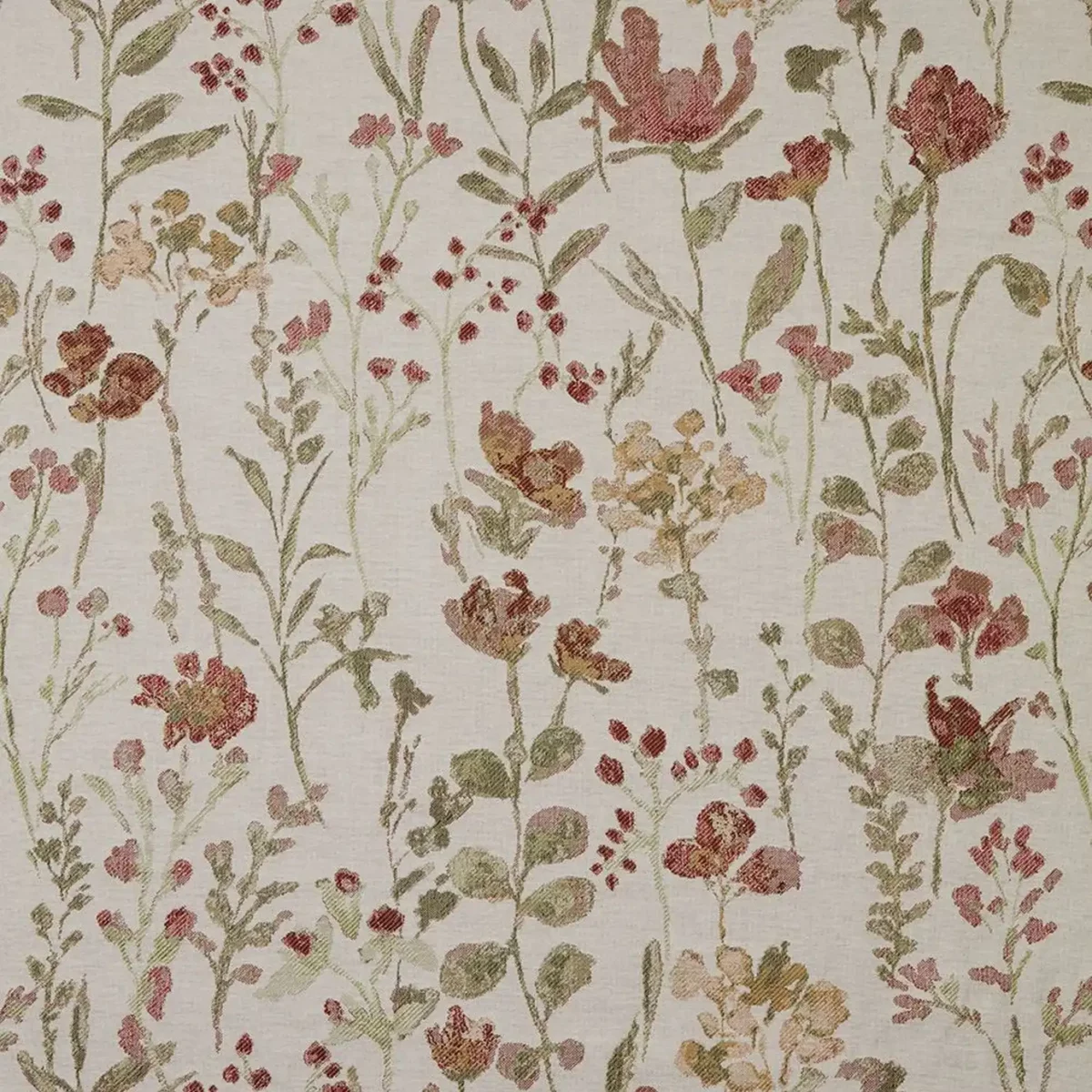 Pasture Fabric - Rosewood by green botanical jacquard fabric from iLiv