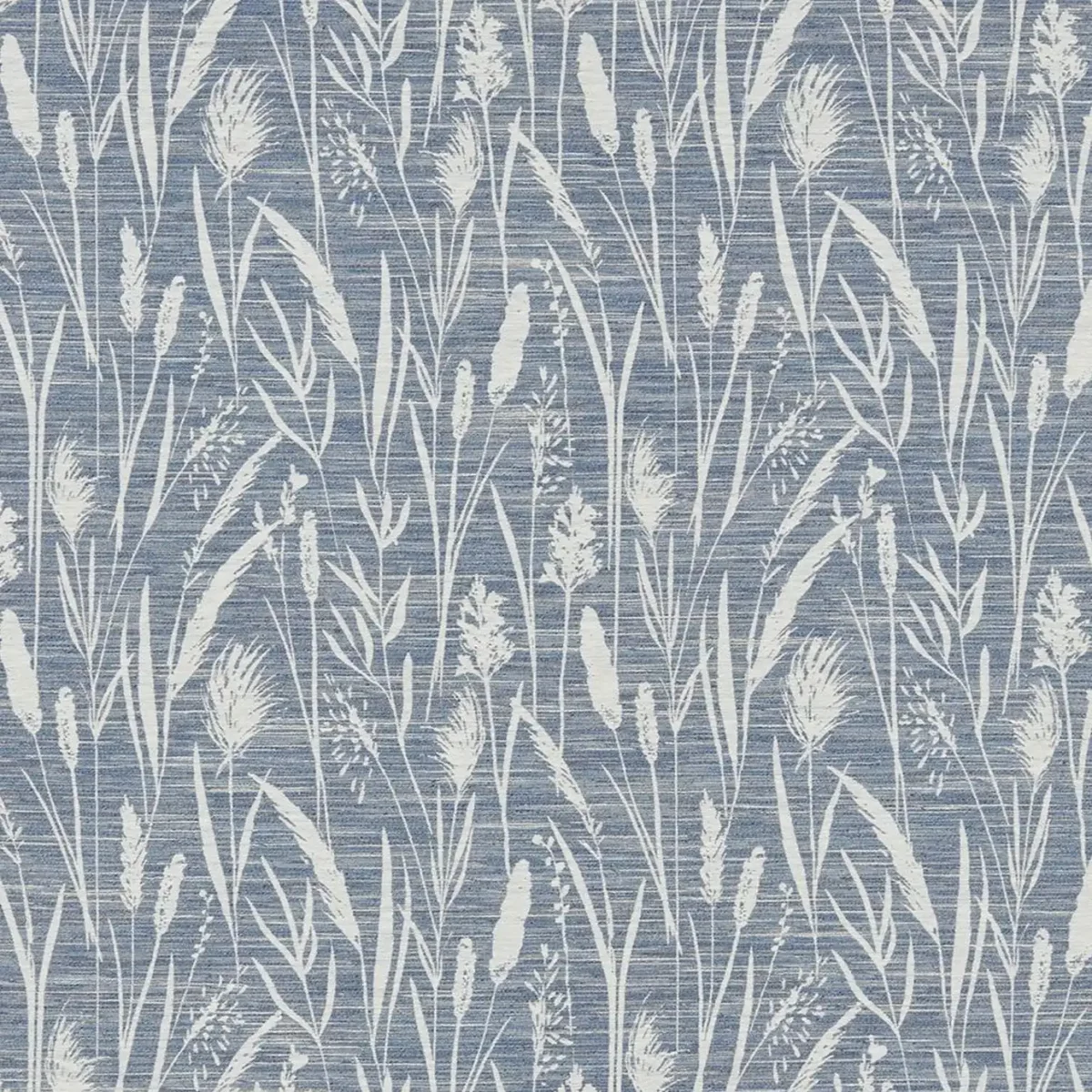 Sea Grasses Fabric - Cobalt by blue botanical jacquard fabric from iLiv