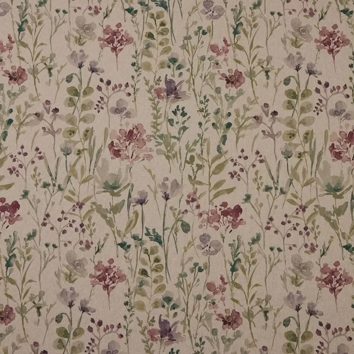 Wild Fields Fabric - Eucalyptus by multicolour botanical printed fabric from iLiv