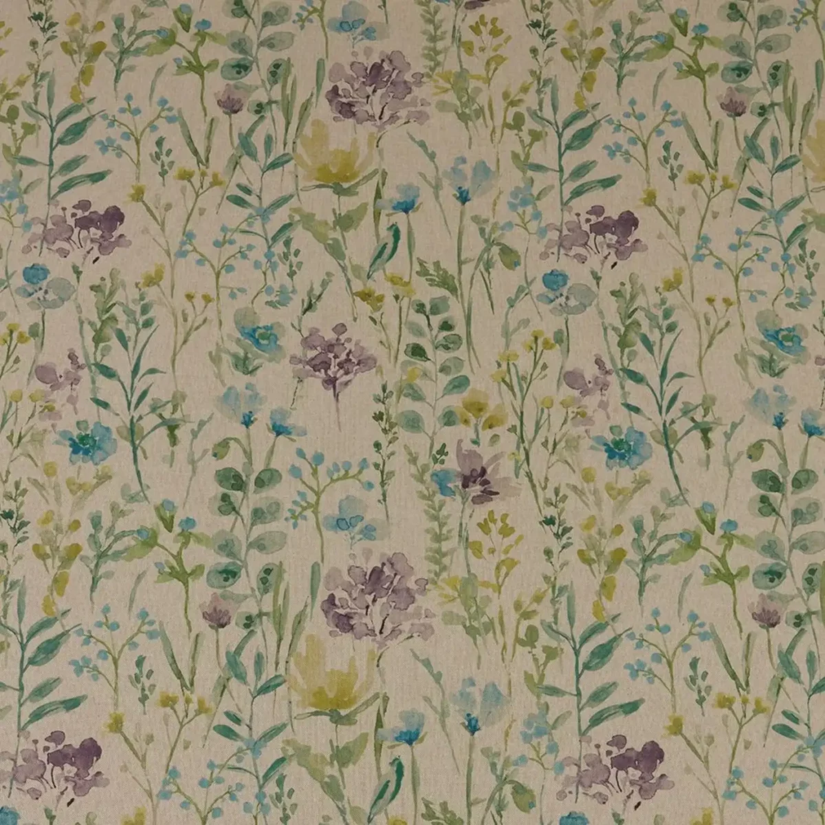 Wild Fields Fabric - Jade by green botanical printed fabric from iLiv