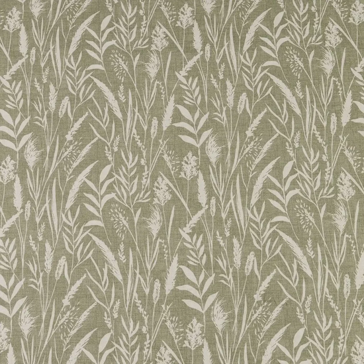 Wild Grasses Fabric - Hemp by green botanical printed fabric from iLiv