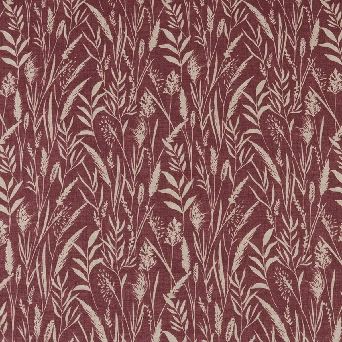 Wild Grasses Fabric - Rosewood by red botanical printed fabric from iLiv
