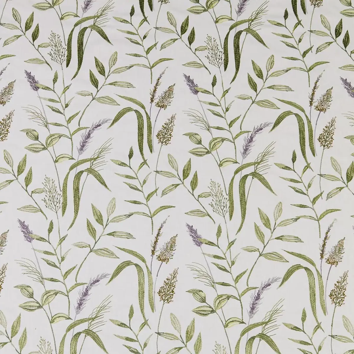 Betony Fabric - Eucalyptus by green botanical embroideried fabric from iLiv